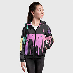 Толстовка на молнии детская Стекающая краска текстура, цвет: 3D-черный — фото 2