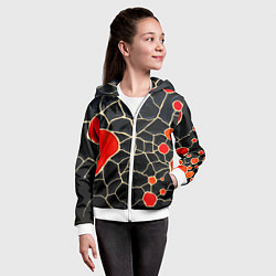 Толстовка на молнии детская Красная абстракция на черном лаке, цвет: 3D-белый — фото 2