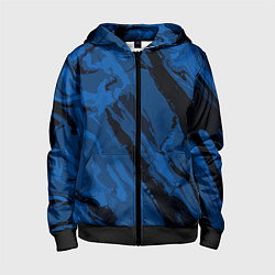 Толстовка на молнии детская Тёмный синий абстракция, цвет: 3D-черный
