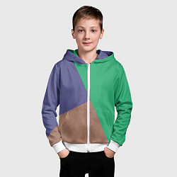 Толстовка на молнии детская Триада зелёный фиолетовый и коричневый геометричны, цвет: 3D-белый — фото 2