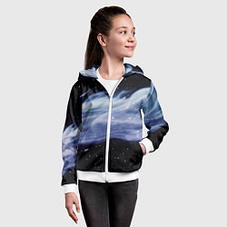 Толстовка на молнии детская Синяя волна в космосе - текстура, цвет: 3D-белый — фото 2