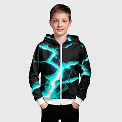 Толстовка на молнии детская Color light blue black, цвет: 3D-белый — фото 2