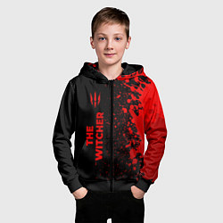 Толстовка на молнии детская The Witcher - red gradient по-вертикали, цвет: 3D-черный — фото 2