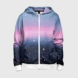Толстовка на молнии детская Восход с блестками - текстура, цвет: 3D-белый