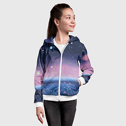 Толстовка на молнии детская Закат с блестками - текстура, цвет: 3D-белый — фото 2