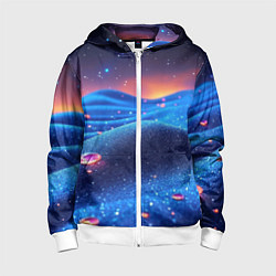 Толстовка на молнии детская Синяя дюна - текстура, цвет: 3D-белый