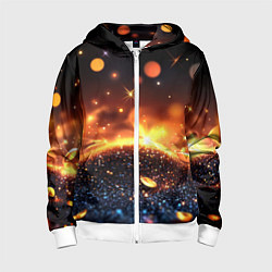 Детская толстовка на молнии Оранжевое боке на черном