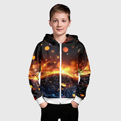 Толстовка на молнии детская Оранжевое боке на черном, цвет: 3D-белый — фото 2