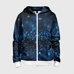 Толстовка на молнии детская Боке блестяшки на черном, цвет: 3D-белый