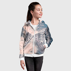 Толстовка на молнии детская Сумрачный город, цвет: 3D-белый — фото 2