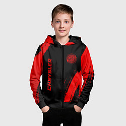 Толстовка на молнии детская Chrysler - red gradient вертикально, цвет: 3D-черный — фото 2
