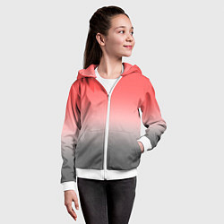 Толстовка на молнии детская Бледный красно-серый градиент, цвет: 3D-белый — фото 2