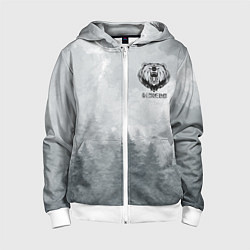 Толстовка на молнии детская Лес мой храм - медведь русич, цвет: 3D-белый