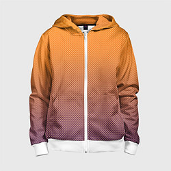 Толстовка на молнии детская Градиент оранжевый в фиолетовый мелкий ромбик, цвет: 3D-белый