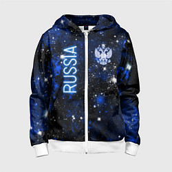 Толстовка на молнии детская Звёздное небо России и герб, цвет: 3D-белый