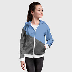Толстовка на молнии детская Сине-серый геометричный, цвет: 3D-белый — фото 2