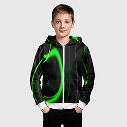 Толстовка на молнии детская Color green light green black, цвет: 3D-белый — фото 2