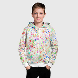 Толстовка на молнии детская Белый с разноцветными брызгами, цвет: 3D-белый — фото 2