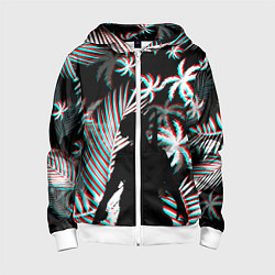 Толстовка на молнии детская Pubg тропики глитч, цвет: 3D-белый
