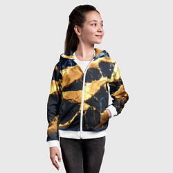 Толстовка на молнии детская Золотая текстура на синем, цвет: 3D-белый — фото 2