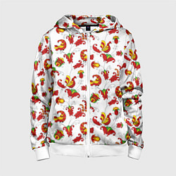 Толстовка на молнии детская Русский народный орнамент в стиле росписей Северно, цвет: 3D-белый