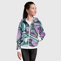 Толстовка на молнии детская Металлическая абстракция на фиолетовом фоне, цвет: 3D-белый — фото 2