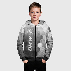 Толстовка на молнии детская BMW - grey gradient по-вертикали, цвет: 3D-черный — фото 2