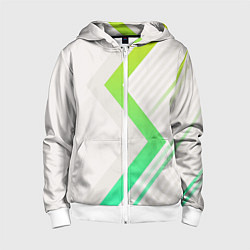 Толстовка на молнии детская Color white line green, цвет: 3D-белый