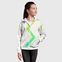 Толстовка на молнии детская Color white line green, цвет: 3D-белый — фото 2