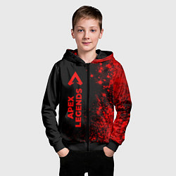 Толстовка на молнии детская Apex Legends - red gradient по-вертикали, цвет: 3D-черный — фото 2