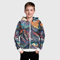 Толстовка на молнии детская Горы в стиле фэнтези, цвет: 3D-белый — фото 2
