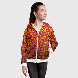 Толстовка на молнии детская Серп и молот паттерн, цвет: 3D-белый — фото 2