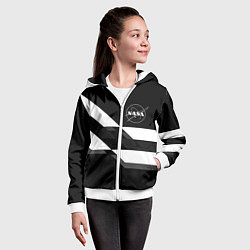 Толстовка на молнии детская Nasa геометрия полосы, цвет: 3D-белый — фото 2
