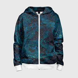 Толстовка на молнии детская Черно-синий бетон, цвет: 3D-белый