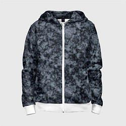Толстовка на молнии детская Темно серый мраморный узор, цвет: 3D-белый