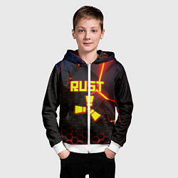 Толстовка на молнии детская Rust hexagon краски, цвет: 3D-белый — фото 2