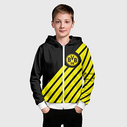 Толстовка на молнии детская Borussia geometry yellow, цвет: 3D-белый — фото 2