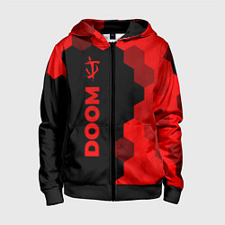 Толстовка на молнии детская Doom - red gradient по-вертикали, цвет: 3D-черный