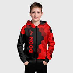 Толстовка на молнии детская Doom - red gradient по-вертикали, цвет: 3D-черный — фото 2