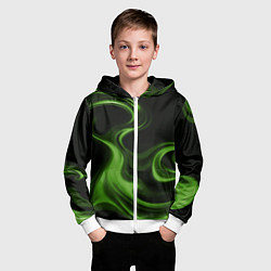Толстовка на молнии детская Green black, цвет: 3D-белый — фото 2