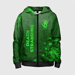 Толстовка на молнии детская Death Stranding - green gradient вертикально, цвет: 3D-черный