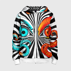 Толстовка на молнии детская Глаз и щупальца, цвет: 3D-белый