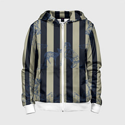 Толстовка на молнии детская Чёрные полосы, цвет: 3D-белый