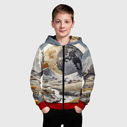 Толстовка на молнии детская Река и планеты, цвет: 3D-красный — фото 2
