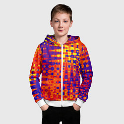 Толстовка на молнии детская Пламенный сочный оранжево-синий, цвет: 3D-белый — фото 2