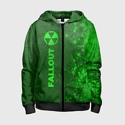 Толстовка на молнии детская Fallout - green gradient по-вертикали, цвет: 3D-черный