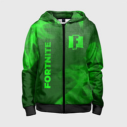 Толстовка на молнии детская Fortnite - green gradient вертикально, цвет: 3D-черный
