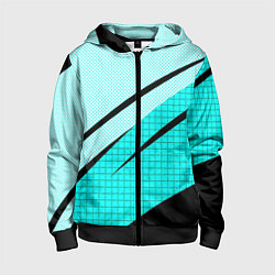 Детская толстовка на молнии Абстрактный чёрно-голубой с полосами