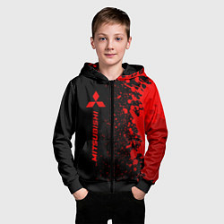 Толстовка на молнии детская Mitsubishi - red gradient по-вертикали, цвет: 3D-черный — фото 2