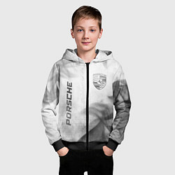 Толстовка на молнии детская Porsche - white gradient вертикально, цвет: 3D-черный — фото 2